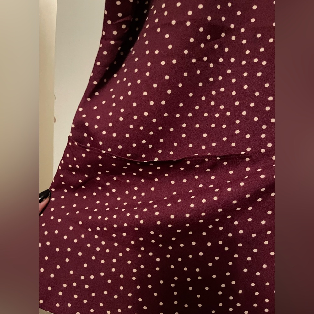 Express Maroon Blouse with Cream Dots - Picture 10 of 11